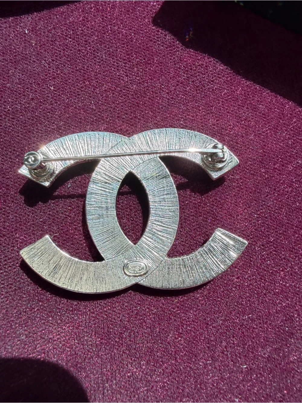 CHANEL Crystal Double C Brooch - Silver and Clear